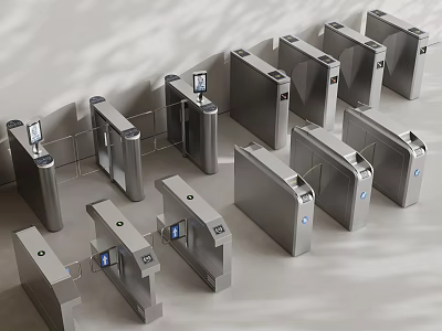 Public Facility Access Control With Various Metal Turnstiles And Modern Design 3d model