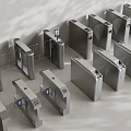 Public Facility Access Control With Various Metal Turnstiles And Modern Design 3d model