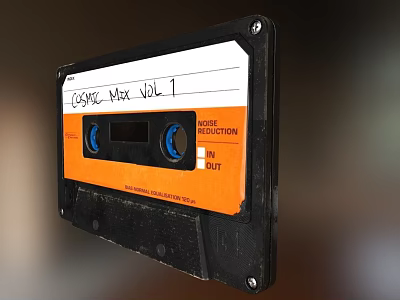 Classic Entertainment Electronics Cosmic Mix Vol 1 Cassette Tape In Orange And Black Design 3d model