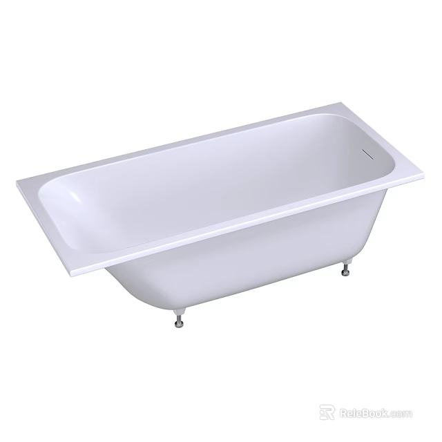 White Modern Freestanding Bathtub With Sleek Metal Feet For Bathroom Interior Design 3d model 