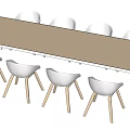Modern Conference Table With Light Beige Top White Legs And White Chairs