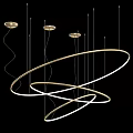 Elegant Golden Circular Hanging Chandelier Design For Modern Interior Lighting Decor