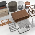 Various Modern Furniture Collection With Wooden Marble And Metal Tables Chairs Shelves