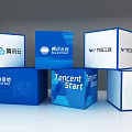 Commercial Equipment Featuring Blue Cubes Displaying Tencent Cloud Start And Greater Bay Area Industrial Base