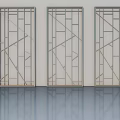 Modern Three Swing Doors With Metal Frame And Geometric Pattern Design 3d model