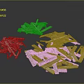 Collection of Natural Wooden Stone Pieces Scattered on Black Background