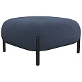Modern Round Dark Blue Fabric Stool With Black Thin Legs 3d model