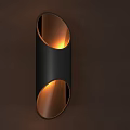 Modern Black Cylindrical Wall Sconce With Double Warm Light Openings On Dark Wall 3d model