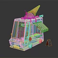 Blue Ice Cream Truck With Large Ice Cream Cone On Top And Menu Sign
