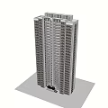Modern High Rise Tower Exterior View With Blue Sky And Clouds 3d model