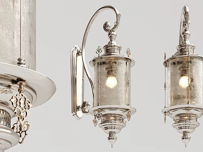 Vintage Classic Wall Sconce Design With Metal Frame And Transparent Glass Shade 3d model