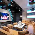 Modern Luxury KTV Interior Design With Comfortable Sofa Large TV And Stylish Lighting