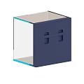 Modern Decorative Ornament Set Featuring Transparent Glass Cube In Blue And Gray Tones