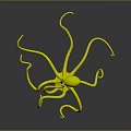 Colorful Octopus 3D Model With Stretched Purple And Blue Tentacles On Dark Background
