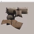 Stylish Decorative Pillows With Striped Design Matching Cushions And Fringe Blanket In Neutral Tones