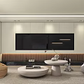 Modern Cozy Cream Style Living Room With Soft Curved Sofas And Elegant Hidden Lighting Design