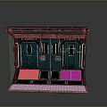 Futuristic Industrial Metallic Reinforced Door With Framed Panel Design And Grilled Base Platform
