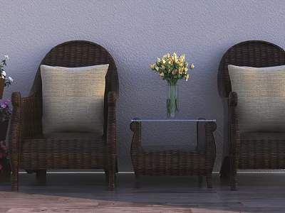 Modern leisure table and chair combination chair 3d model