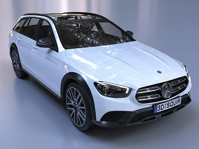 White Mercedes Station Wagon With Black Roof Rails And Alloy Wheels 3d model