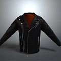 Black Leather Jacket With Lapel Collar Zippers And Motorcycle Style Design