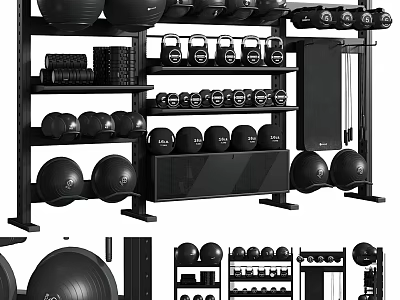 Sturdy Gym Storage Rack Organizing Dumbbells Medicine Balls And Weight Plates 3d model