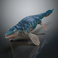 Mosasaurus Blue Green Striped Aquatic Animal With Flippers Long Snout And Sharp Teeth 3D Rendering 3d model