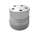 Silver Cylindrical Metal Component Featuring Top Holes And Bottom Gear Design