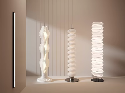 Modern Floor Lamps with Various Designs Wave Spiral and Cylindrical Shapes for Interior Decor 3d model
