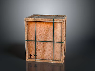 Sturdy Wooden Storage Crate With Cross Straps For Secure Equipment Transport And Storage 3d model