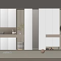 Modern Shoe Cabinet Design With Storage Units LED Lighting And Decorative Elements 3d model