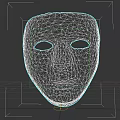 White Human Face Mask With Red Dripping Streaks On Dark Background