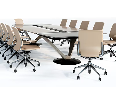 Modern Conference Table With Multiple Rolling Chairs And Sleek Contemporary Design 3d model