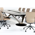 Modern Conference Table With Multiple Rolling Chairs And Sleek Contemporary Design 3d model
