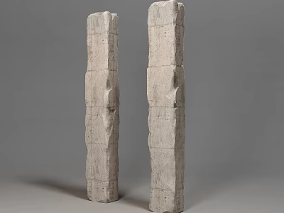 Building Exterior Wall With Textured Concrete Vertical Columns And Rough Surface 3d model