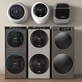 Multiple Modern Washing Machines With Different Colors And Control Panel Designs 3d model