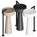Multiple Modern Washbasins In Various Colors With Marble Texture And Pedestal Stands