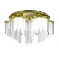 Modern Elegant Ceiling Light With Gold Base And Transparent Glass Strips Decorative Design