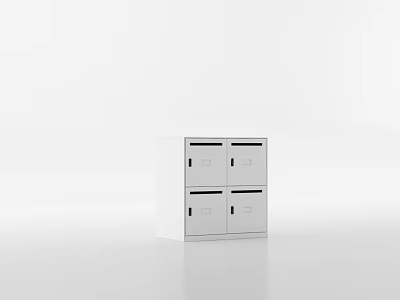 White Entrance Cabinet And Side Cabinet With Four Doors Simple Design Storage 3d model