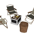 Outdoor Folding Table Chair Set With Wooden Frame And Coffee Table