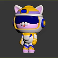 Cute Cartoon Cat Game Movie Character With Helmet Goggles And Headphones