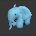 Cute Blue Elephant Toy With Shiny Surface On Dark Reflective Background 3d model