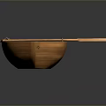 Small Traditional Wooden Rowboat With Oar And Interior Seat Structure