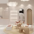 Cozy Modern Children's Clothing Store with Mannequins Racks Shoes Display Table and Cloud Lamp