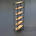 Contemporary Display Shelf With Black Metal Frame And Multiple Wooden Shelves