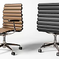 Modern Office Chair With Black Brown Leather Ergonomic Design Metal Frame Armrests