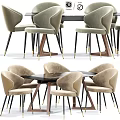 Modern Table and Chair Dining Set With Velvet Upholstered Seats and Metal Legs Design