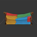 Colorful Kids Play Tent Furniture with Patchwork Fabric and Wooden Frames
