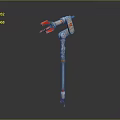 Game Movie Character's Silver Red Orange Mechanical Weapon with Slender Jointed Structure
