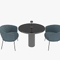 Round Black Dining Table Set Featuring Two Navy Blue Velvet Chairs With Metal Legs