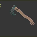 Black Head Wooden Handle Axe With Decorative Patterns As Hand Tool